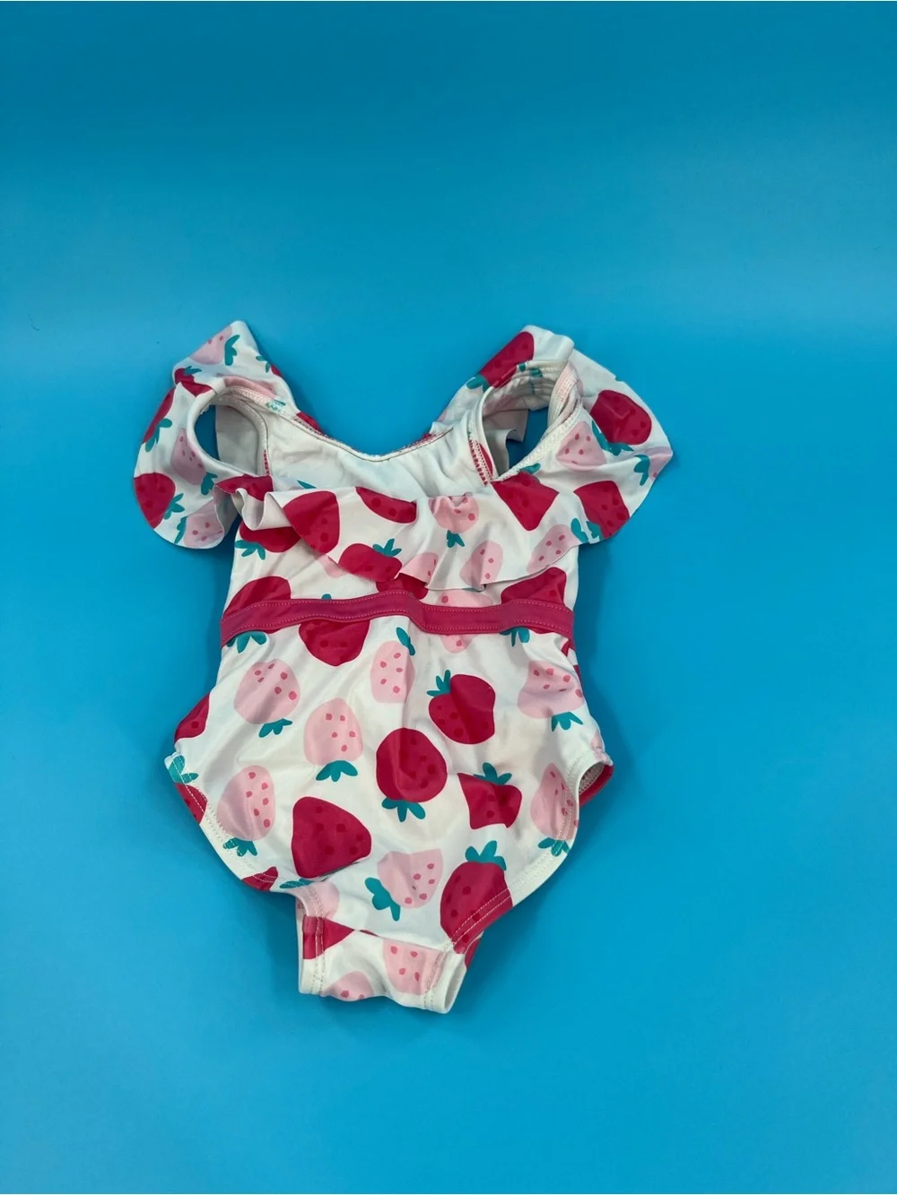 ☀️Strawberry Print Baby One-Piece Swimsuit - White & Pink